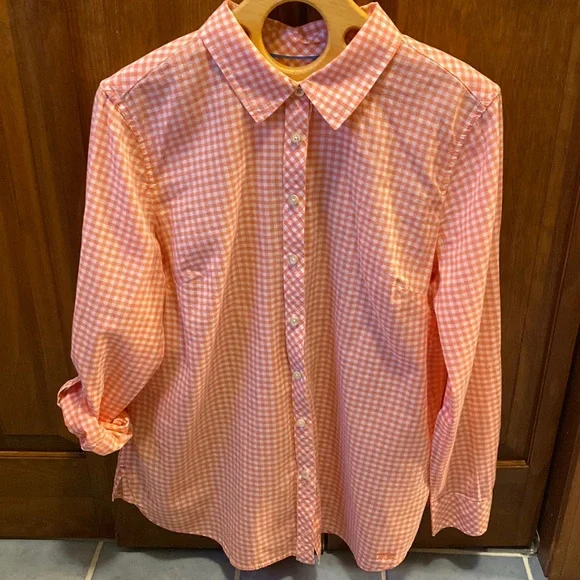 Talbots Pink Gingham Blouse - Picture 2 of 7
